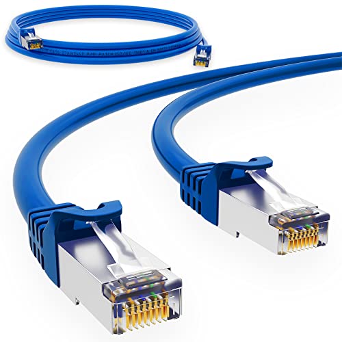 HB-DIGITAL 1m Netzwerkkabel LAN CAT.6 Kabel - Übertragungsgeschwindigkeit bis zu 1 Gbit/s - RJ45 Stecker 25cm cat 6 Blau Kupfer Profi S/FTP Cat6 Ethernet Cable Patchcable Switch Router Modem von HB-DIGITAL