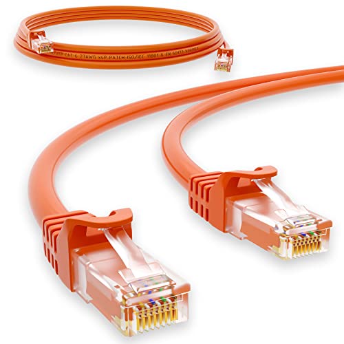 HB-DIGITAL 1m Netzwerkkabel LAN CAT.6 Kabel - Übertragungsgeschwindigkeit bis zu 1 Gbit/s - RJ45 Stecker 50cm cat 6 Orange Kupfer Profi U/UTP Cat6 Ethernet Cable Patchcable Switch Router Modem von HB-DIGITAL
