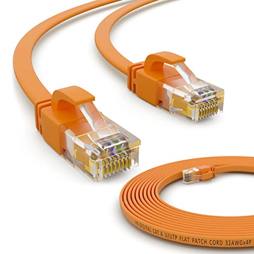 HB-DIGITAL 1m Netzwerkkabel LAN Flach Patchkabel mit RJ45 Stecker Kupfer Profi Slim flexibel für Gigabit Ethernet kompatibel mit PC, Router, Switch, Modem, TV, Spiel Konsole Gelb von HB-DIGITAL