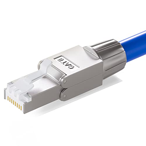 HB-DIGITAL 1x CAT.8 RJ-45 Netzwerkstecker NS-8 auf Schneidklemme (LSA) vergoldete Kontakte LAN Gigabit Connector werkzeuglos Crimpen für Patchkabel Verlegekabel CAT8 CAT7 CAT6a DSL Internet STP von HB-DIGITAL