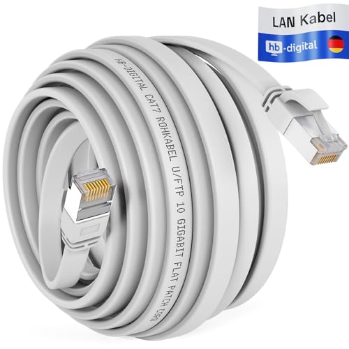 HB-DIGITAL 20m LAN Kabel RJ45 Patchkabel mit CAT 7 Rohkabel U/FTP Flach – 10 Gigabit Ethernet Netzwerkkabel Kupfer Profi PiMF für Patchpanel Switch PC Router – Weiß HB-DIGITAL 20m LAN Kabel RJ45 Patchkabel mit CAT 7 Rohkabel U/FTP Flach – 10 Gigabit Ethernet Netzwerkkabel Kupfer Profi PiMF für Patchpanel Switch PC Router – Weiß von HB-DIGITAL