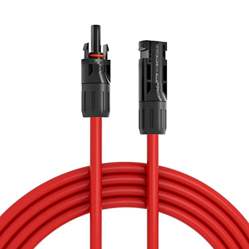 HB-DIGITAL 20m Solarkabel 6mm² mit Solarstecker & Solarbuchse für Solarmodule Reines Kupfer Verlängerungskabel Solarpanel Litze Leitung Einzelader flexibel zweischichtige spezielle Isolierung ROT von HB-DIGITAL