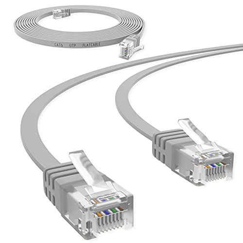 HB-DIGITAL 2m Netzwerkkabel LAN Flach Patchkabel mit RJ45 Stecker Kupfer Profi Slim flexibel für Gigabit Ethernet kompatibel mit PC, Router, Switch, Modem, TV, Spiel Konsole Grau von HB-DIGITAL