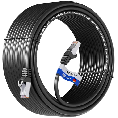 HB-DIGITAL 2x 30m LAN Kabel RJ45 Patchkabel mit CAT 7 Rohkabel S/FTP - GHMT zertifiziert - 10 Gigabit Ethernet Netzwerkkabel Kupfer Profi PiMF für Patchpanel Switch PC Router - Schwarz HB-DIGITAL 2x 30m LAN Kabel RJ45 Patchkabel mit CAT 7 Rohkabel S/FTP - GHMT zertifiziert - 10 Gigabit Ethernet Netzwerkkabel Kupfer Profi PiMF für Patchpanel Switch PC Router - Schwarz von HB-DIGITAL