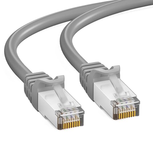 HB-DIGITAL 2x 5m LAN Kabel RJ45 Patchkabel mit CAT 7 Rohkabel S/FTP - GHMT zertifiziert - 10 Gigabit Ethernet Netzwerkkabel Kupfer Profi PiMF für Patchpanel Switch PC Router - Grau von HB-DIGITAL