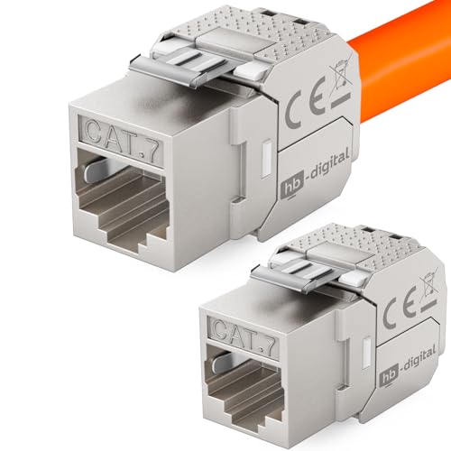 HB-DIGITAL 2x CAT 7 Keystone RJ45 Modul Buchse für LAN Kabel 10 Gbit/s bis 600 MHz AWG 22-24 werkzeuglos LSA vollgeschirmt STP Einbaubuchse für Patchpanel und Netzwerkdose von HB-DIGITAL