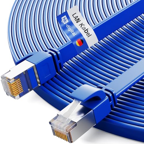 HB-DIGITAL 3m LAN Kabel RJ45 Patchkabel mit CAT 7 Rohkabel U/FTP Flach – 10 Gigabit Ethernet Netzwerkkabel Kupfer Profi PiMF für Patchpanel Switch PC Router – Blau von HB-DIGITAL
