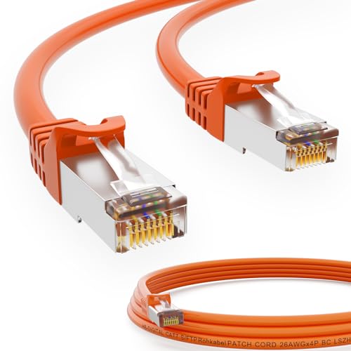 HB-DIGITAL 3m LAN Kabel CAT 7 Rohkabel RJ45 S/FTP Netzwerkkabel Ethernet Patchkabel bis zu 10 Gbps 600 MHz Kupfer Profi PiMF Kupfer für Patchpanel Switch Router Modem - Orange von HB-DIGITAL