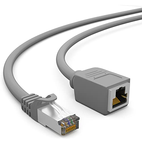 HB-DIGITAL 3m Patchkabel Verlängerung Cat.7 RJ45 Stecker & Buchse Adapter grau | Ethernet-Erweiterung, LAN & Netzwerkkabelverbinder 10 Gbit/s | Rohkabel S/FTP Halogenfrei PIMF 600 MHz Cat7 Cat6a von HB-DIGITAL