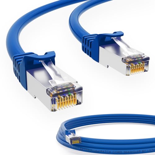 HB-DIGITAL 5m LAN Kabel RJ45 Patchkabel mit CAT 7 Rohkabel S/FTP - GHMT zertifiziert - 10 Gigabit Ethernet Netzwerkkabel Kupfer Profi PiMF für Patchpanel Switch PC Router - Blau von HB-DIGITAL