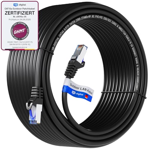 HB-DIGITAL 50m CAT 6a Outdoor LAN Kabel Netzwerkkabel Patchkabel IP66 - GHMT Zertifiziert - RJ45 Ethernet S/FTP PiMF 10 Gbit/s AWG 27/7 für Außen- & Innenbereich wasserdicht - Schwarz HB-DIGITAL 50m CAT 6a Outdoor LAN Kabel Netzwerkkabel Patchkabel IP66 - GHMT Zertifiziert - RJ45 Ethernet S/FTP PiMF 10 Gbit/s AWG 27/7 für Außen- & Innenbereich wasserdicht - Schwarz von HB-DIGITAL
