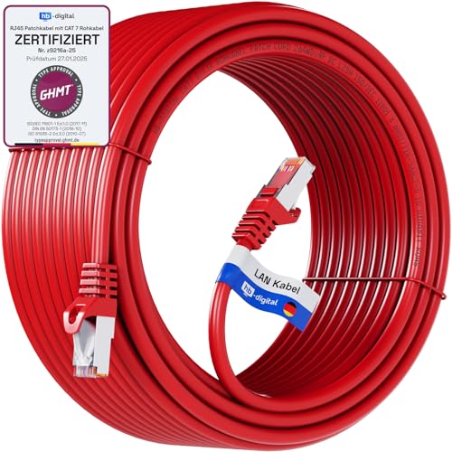 HB-DIGITAL 50m LAN Kabel CAT 7 Rohkabel RJ45 S/FTP Netzwerkkabel Ethernet Patchkabel bis zu 10 Gbps 600 MHz Kupfer Profi PiMF Kupfer für Patchpanel Switch Router Modem - Rot HB-DIGITAL 50m LAN Kabel CAT 7 Rohkabel RJ45 S/FTP Netzwerkkabel Ethernet Patchkabel bis zu 10 Gbps 600 MHz Kupfer Profi PiMF Kupfer für Patchpanel Switch Router Modem - Rot von HB-DIGITAL