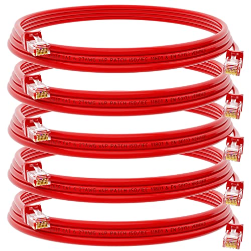 HB-DIGITAL 5X 0,5m Netzwerkkabel LAN CAT.6 Kabel - Übertragungsgeschwindigkeit bis zu 1 Gbit/s - RJ45 Stecker 50cm Rot Kupfer Profi U/UTP Cat6 Ethernet Cable Patchcable Switch Router Modem von HB-DIGITAL