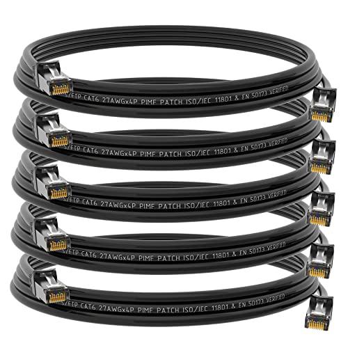 HB-DIGITAL 5x 2m Netzwerkkabel LAN CAT.6 Kabel - Übertragungsgeschwindigkeit bis zu 1 Gbit/s - RJ45 Stecker 25cm cat 6 Schwarz Kupfer Profi S/FTP Cat6 Ethernet Cable Patchcable Switch Router Modem von HB-DIGITAL