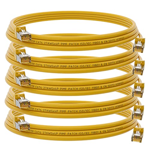 HB-DIGITAL 5x 0,5m Patchkabel RJ45 LAN CAT 6 Ethernetkabel Netzwerkkabel bis zu 1 Gbit/s CAT 6 Kupfer Profi S/FTP DSL für Patchpanel Switch Router Modem - Gelb von HB-DIGITAL