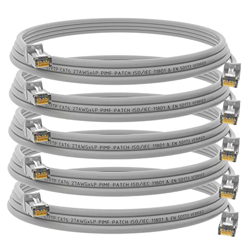 HB-DIGITAL 5x 0,5m Netzwerkkabel LAN CAT.6 Kabel - Übertragungsgeschwindigkeit bis zu 1 Gbit/s - RJ45 Stecker 25cm cat 6 Grau Kupfer Profi S/FTP Cat6 Ethernet Cable Patchcable Switch Router Modem von HB-DIGITAL