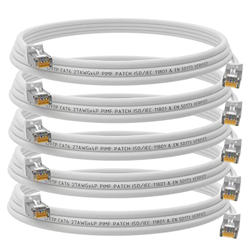 HB-DIGITAL 5x 2m Netzwerkkabel LAN CAT.6 Kabel - Übertragungsgeschwindigkeit bis zu 1 Gbit/s - RJ45 Stecker 25cm cat 6 Weiß Kupfer Profi S/FTP Cat6 Ethernet Cable Patchcable Switch Router Modem von HB-DIGITAL