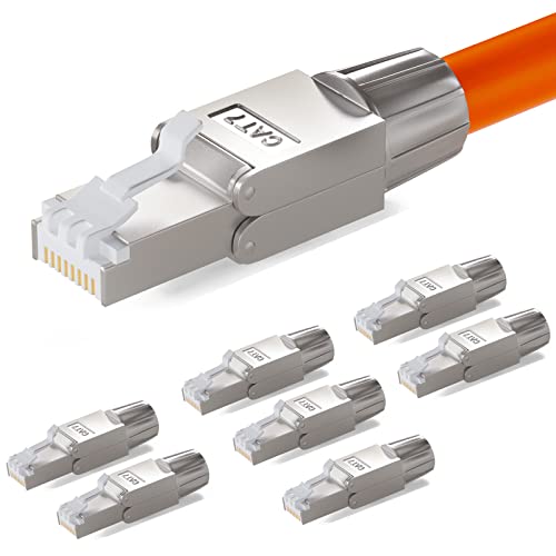 HB-DIGITAL 8x CAT.7 RJ-45 Netzwerkstecker NS-7 auf Schneidklemme (LSA) vergoldete Kontakte LAN Gigabit Connector werkzeuglos Crimpen für Patchkabel Verlegekabel CAT8 CAT7 CAT6a DSL Internet STP von HB-DIGITAL