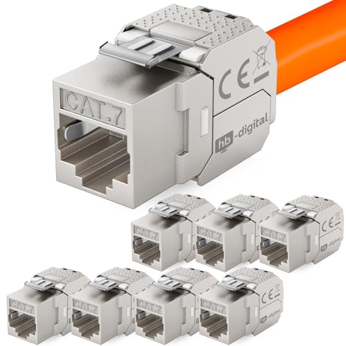 HB-DIGITAL 8x CAT 7 Keystone RJ45 Modul Buchse für LAN Kabel 10 Gbit/s bis 600 MHz AWG 22-24 werkzeuglos LSA vollgeschirmt STP Einbaubuchse für Patchpanel und Netzwerkdose von HB-DIGITAL