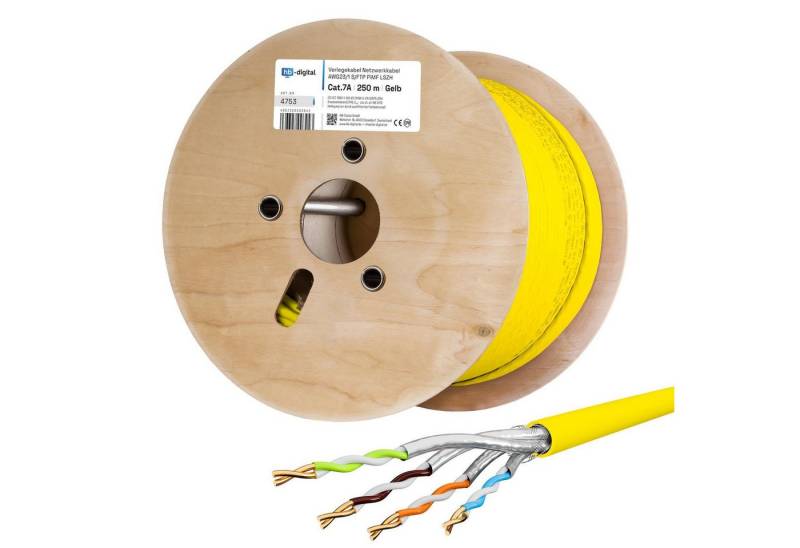 HB-DIGITAL CAT 7a Installationskabel Verlegekabel S/FTP AWG23 LSZH Netzwerkkabel, Netzwerkstecker, (25000 cm), Premium Qualität mit Ø 7,7mm. LSZH Halogenfreies Außenmantel von HB-DIGITAL