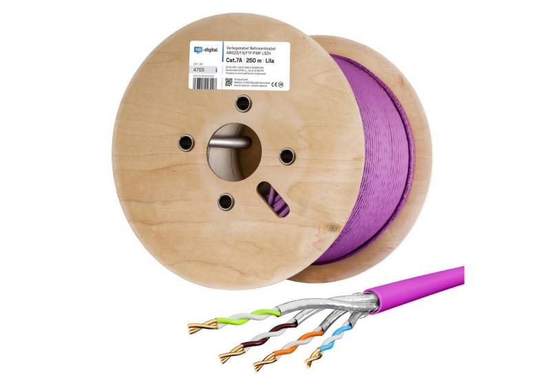 HB-DIGITAL CAT 7a Installationskabel Verlegekabel S/FTP AWG23 LSZH Netzwerkkabel, Netzwerkstecker, (25000 cm), Premium Qualität mit Ø 7,7mm. LSZH Halogenfreies Außenmantel von HB-DIGITAL