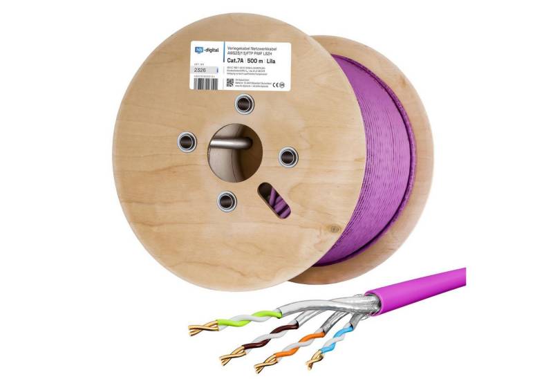 HB-DIGITAL CAT 7a Installationskabel Verlegekabel S/FTP AWG23 LSZH Netzwerkkabel, Netzwerkstecker, (50000 cm), Premium Qualität mit Ø 7,7mm. LSZH Halogenfreies Außenmantel von HB-DIGITAL