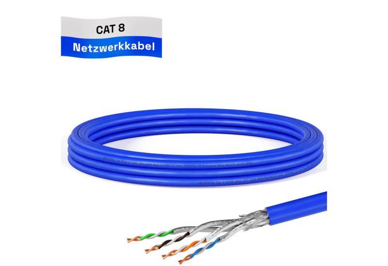HB-DIGITAL CAT 8 Netzwerk Verlegekabel Ethernet S/FTP AWG22 LSZH Netzwerkkabel, Netzwerkstecker, (500 cm), Brandschutzklasse BauPVO: B2ca s1a d1 a1 von HB-DIGITAL