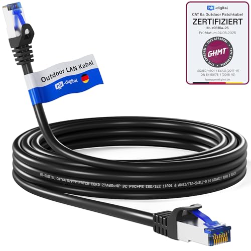 hb-digital 10m CAT 6a Outdoor LAN Kabel Netzwerkkabel Patchkabel IP66 - GHMT Zertifiziert - RJ45 Ethernet S/FTP PiMF 10 Gbit/s AWG 27/7 für Außen- & Innenbereich wasserdicht - Schwarz hb-digital 10m CAT 6a Outdoor LAN Kabel Netzwerkkabel Patchkabel IP66 - GHMT Zertifiziert - RJ45 Ethernet S/FTP PiMF 10 Gbit/s AWG 27/7 für Außen- & Innenbereich wasserdicht - Schwarz von HB-DIGITAL