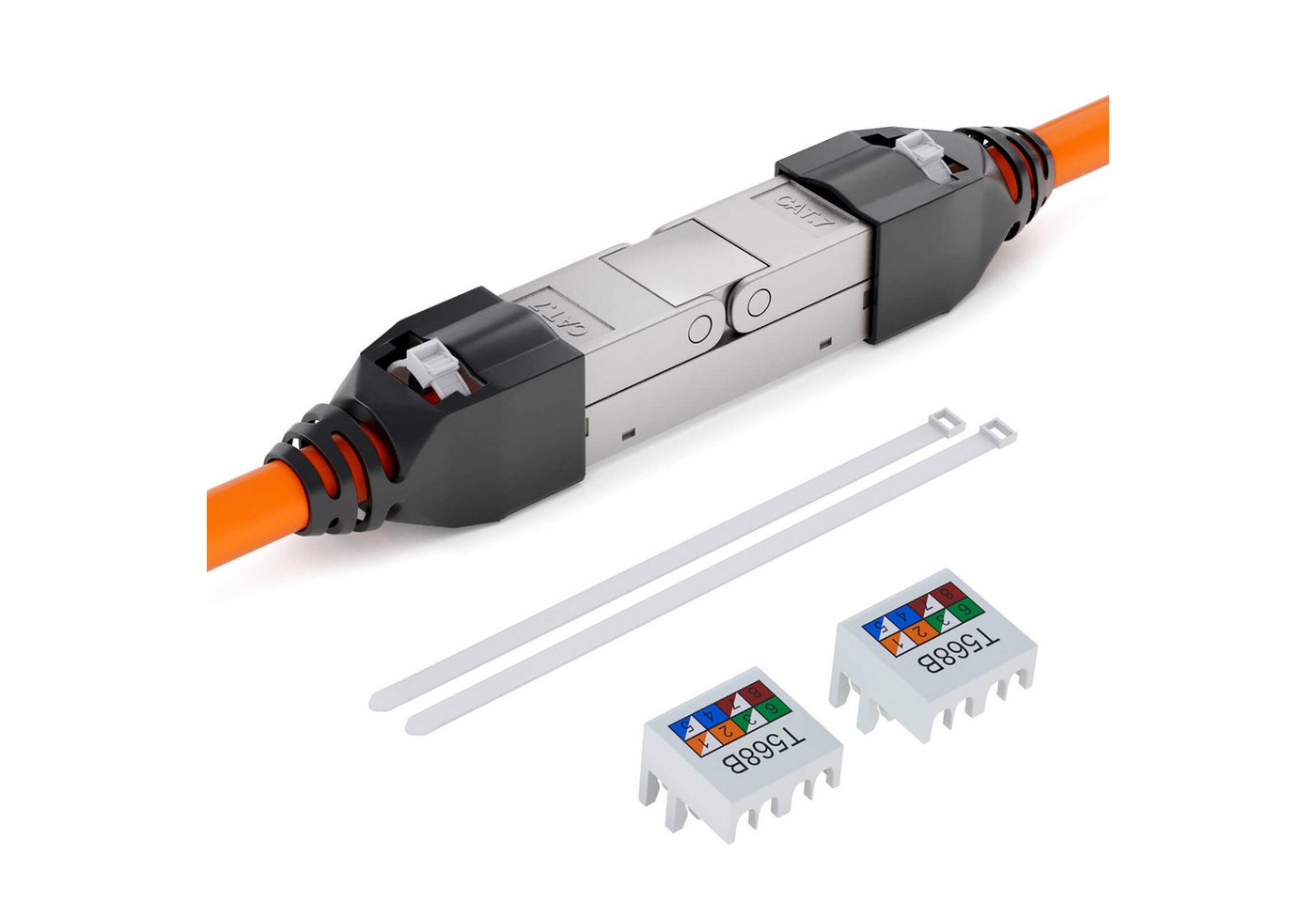 HB-DIGITAL Kabelverbinder-Sortiment LAN Kabel Verbinder CAT 7 LSA Anschluss Knickschutztülle werkzeuglos, mit 2 Befestigungsösen zum fixieren von HB-DIGITAL