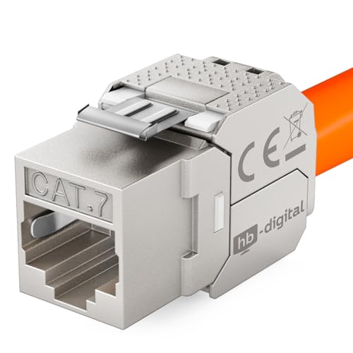 HB-DIGITAL 1x CAT 7 Keystone RJ45 Modul Buchse für LAN Kabel 10 Gbit/s bis 600 MHz AWG 22-24 werkzeuglos LSA vollgeschirmt STP Einbaubuchse für Patchpanel und Netzwerkdose von HB-DIGITAL