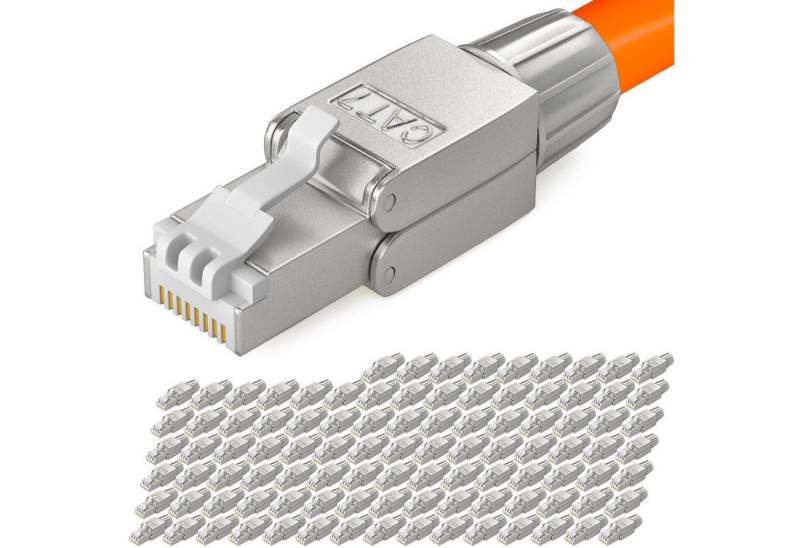 HB-DIGITAL Netzwerkstecker Netzwerkstecker CAT7 schmal RJ45 LSA STP Zinklegierung, (100-St), Kontaktoberfläche: Schirmversion 50u vergoldet von HB-DIGITAL