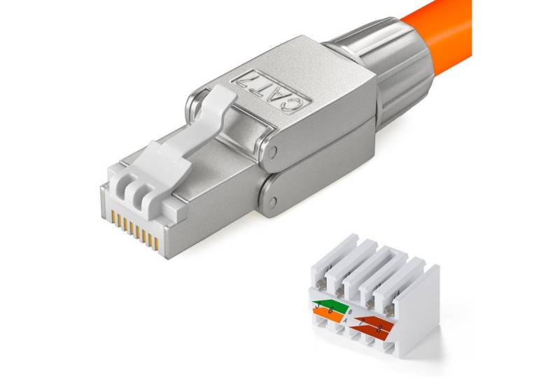 HB-DIGITAL Netzwerkstecker Netzwerkstecker CAT7 schmal RJ45 LSA STP Zinklegierung, Kontaktoberfläche: Schirmversion 50u vergoldet von HB-DIGITAL
