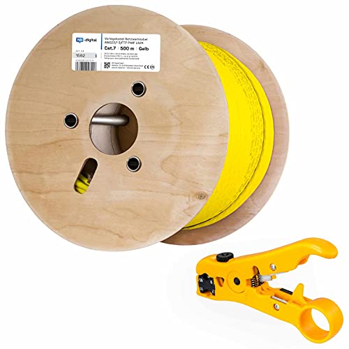 HB-DIGITAL SET 500m CAT.7 Netzwerkkabel LAN Verlegekabel AWG 23 Reines Kupfer S/FTP PiMF LSZH Halogenfrei RoHS-Compliant GHMT-zertifiziert Ethernet PoE 10Gbit/s 1000MHz Gelb + 1x Abisolierer HB-DIGITAL SET 500m CAT.7 Netzwerkkabel LAN Verlegekabel AWG 23 Reines Kupfer S/FTP PiMF LSZH Halogenfrei RoHS-Compliant GHMT-zertifiziert Ethernet PoE 10Gbit/s 1000MHz Gelb + 1x Abisolierer von HB-DIGITAL