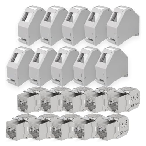 HB-DIGITAL SET: 10x Cat.7 Keystone Modul RJ45 + 10x Hutschienenadapter Keystone-Halterung für Hutschiene 35mm Standard | RJ45-Jack geschirmt werkzeuglose Montage Ethernet LAN Netzwerk STP LSA HB-DIGITAL SET: 10x Cat.7 Keystone Modul RJ45 + 10x Hutschienenadapter Keystone-Halterung für Hutschiene 35mm Standard | RJ45-Jack geschirmt werkzeuglose Montage Ethernet LAN Netzwerk STP LSA von HB-DIGITAL