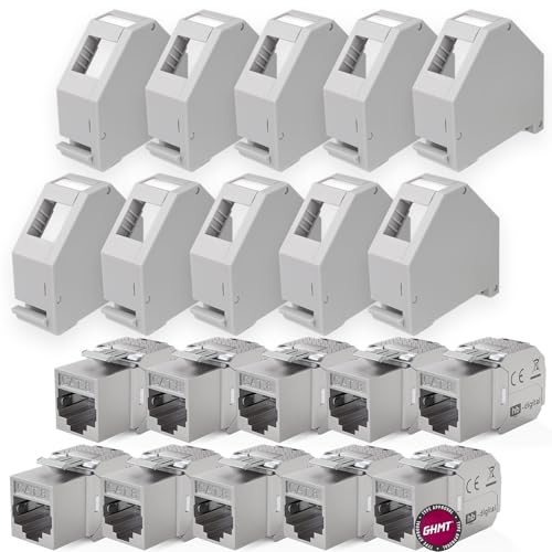 HB-DIGITAL SET: 10x Cat.8.1 Keystone Modul RJ45 + 10x Hutschienenadapter Keystone-Halterung für Hutschiene 35mm Standard | RJ35-Jack geschirmt werkzeuglose Montage Ethernet LAN Netzwerk STP LSA HB-DIGITAL SET: 10x Cat.8.1 Keystone Modul RJ45 + 10x Hutschienenadapter Keystone-Halterung für Hutschiene 35mm Standard | RJ35-Jack geschirmt werkzeuglose Montage Ethernet LAN Netzwerk STP LSA von HB-DIGITAL