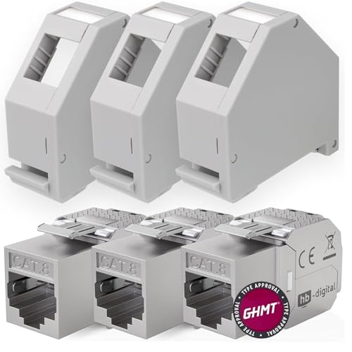 HB-DIGITAL SET: 3x Cat.8.1 Keystone Modul RJ45 + 3x Hutschienenadapter Keystone-Halterung für Hutschiene 35mm Standard | RJ35-Jack geschirmt werkzeuglose Montage Ethernet LAN Netzwerk STP LSA HB-DIGITAL SET: 3x Cat.8.1 Keystone Modul RJ45 + 3x Hutschienenadapter Keystone-Halterung für Hutschiene 35mm Standard | RJ35-Jack geschirmt werkzeuglose Montage Ethernet LAN Netzwerk STP LSA von HB-DIGITAL
