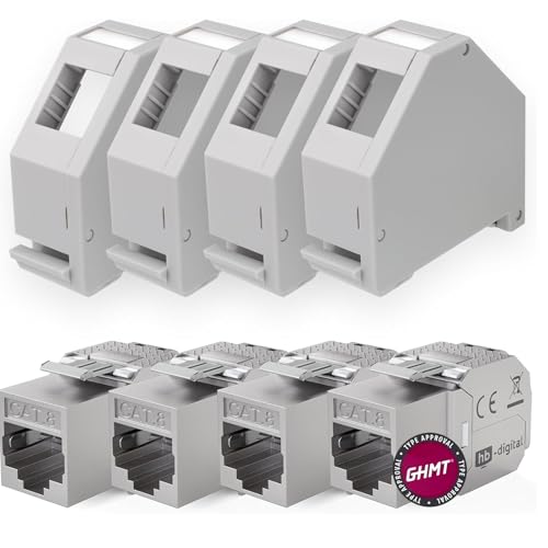 HB-DIGITAL SET: 4x Cat.8.1 Keystone Modul RJ45 + 4x Hutschienenadapter Keystone-Halterung für Hutschiene 35mm Standard | RJ35-Jack geschirmt werkzeuglose Montage Ethernet LAN Netzwerk STP LSA HB-DIGITAL SET: 4x Cat.8.1 Keystone Modul RJ45 + 4x Hutschienenadapter Keystone-Halterung für Hutschiene 35mm Standard | RJ35-Jack geschirmt werkzeuglose Montage Ethernet LAN Netzwerk STP LSA von HB-DIGITAL