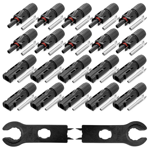 HB-DIGITAL Solarstecker SET: 10x Stecker und Buchse für Photovoltaik 1000V Witterungs- und UV-Beständig IP67 Crimpinstallation inkl. 2x Solar-Spanner Schraubenschlüssel für Solarkabel und Solarpanel von HB-DIGITAL