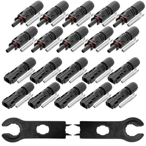 HB-DIGITAL Solarstecker SET: 10x Stecker und Buchse für Photovoltaik 1500V Witterungs- und UV-Beständig IP67 Crimpinstallation inkl. 2x Solar-Spanner Schraubenschlüssel für Solarkabel und Solarpanel von HB-DIGITAL