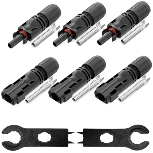 HB-DIGITAL Solarstecker SET: 3x Stecker und Buchse für Photovoltaik 1500V Witterungs- und UV-Beständig IP67 Crimpinstallation inkl. 2x Solar-Spanner Schraubenschlüssel für Solarkabel und Solarpanel von HB-DIGITAL