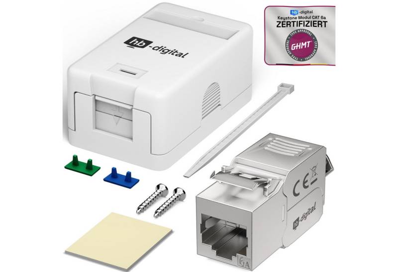 HB-DIGITAL Steckdose hb-digital Set Anschlussbox 1-fach / 2-fach mit Keystone, Snap-In-Rahmen für Keystone-Module von HB-DIGITAL