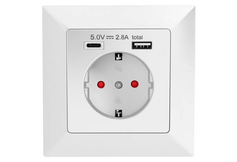 HB-DIGITAL Unterputz-Steckdose hb-digital USB Steckdose Unterputz Schutzkontakt 1x USB-C 1x USB-A, 1-St., Integrierte USB-A und USB-C Ports von HB-DIGITAL