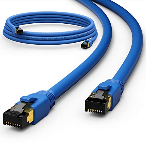 HB-DIGITAL 0,5m CAT 8 LAN Kabel Netzwerkkabel Patchkabel AWG 24 S/FTP LSZH 40Gbps 2000MHz - GHMT Zertifiziert - reines Kupfer mit vergoldete RJ45 Stecker für Switch, Router, Modem, PC - Blau HB-DIGITAL 0,5m CAT 8 LAN Kabel Netzwerkkabel Patchkabel AWG 24 S/FTP LSZH 40Gbps 2000MHz - GHMT Zertifiziert - reines Kupfer mit vergoldete RJ45 Stecker für Switch, Router, Modem, PC - Blau von HB-DIGITAL