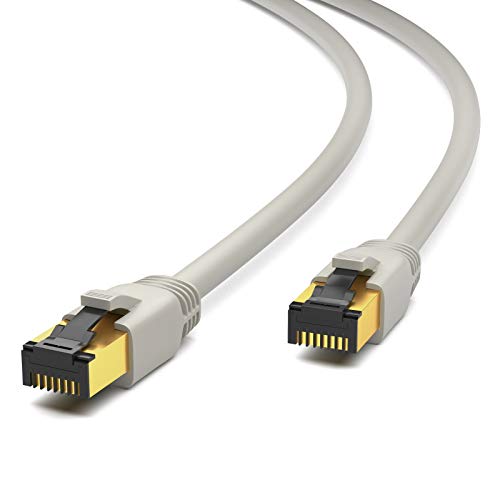 HB-Digital 10m CAT 8.1 Netzwerkkabel F/FTP LSZH Grau 40 Gbits | LAN Patchkabel Gigabit RJ45 Stecker Ethernet Data Cable | 40000 Mbits Übertragungsgeschwindigkeit PIMF 2000 MHz Cat.6 Cat.7 Cat.8 von HB-DIGITAL