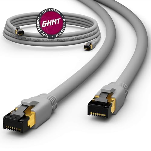 HB-Digital 1m CAT 8.1 Netzwerkkabel S/FTP LSZH Grau 40 Gbits | LAN Patchkabel Gigabit RJ45 Stecker Ethernet Data Cable | 40000 Mbits Übertragungsgeschwindigkeit PIMF 2000 MHz Cat.6 Cat.7 Cat.8 von HB-DIGITAL