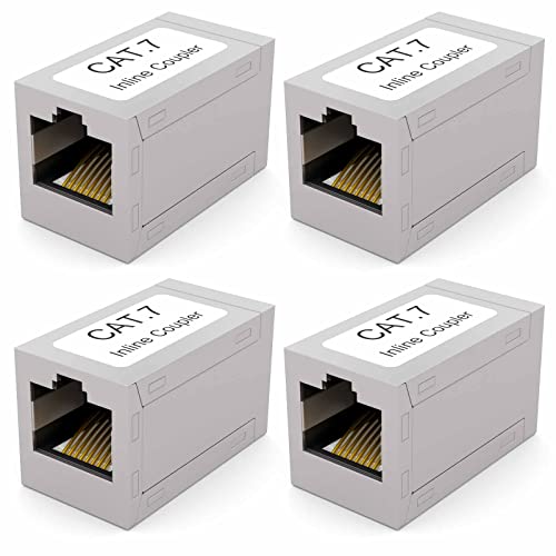 HB-DIGITAL RJ45 Kabelverbinder 4 Stück CAT7 kupplung LAN Verbinder Ethernet Netzwerkkabel Patchkabel Kupplung Kabel Adapter 2X RJ45 Buchse Vollgeschirmt DSL coupler Schwarz Modular Doppelbuchs von HB-DIGITAL