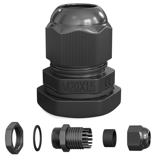 hb-digital 1х Kabelverschraubung M20 für 6-12mm Kabeldurchmesser IP68 staub- & wasserdicht mit Gummidichtung Gegenmutter Klemmlamellen Stopfbuchse Isolation Kabeleinführung - Schwarz hb-digital 1х Kabelverschraubung M20 für 6-12mm Kabeldurchmesser IP68 staub- & wasserdicht mit Gummidichtung Gegenmutter Klemmlamellen Stopfbuchse Isolation Kabeleinführung - Schwarz von HB-DIGITAL