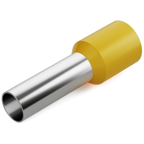 hb-digital 100 Stück isolierte Kupfer Aderendhülsen 6 mm² Länge 12 mm Crimp-Quetschverbinder aus Kupfer mit PVC-Isolierung für sichere Kabelverbindungen korrosionsbeständige Oberfläche - Gelb von HB-DIGITAL