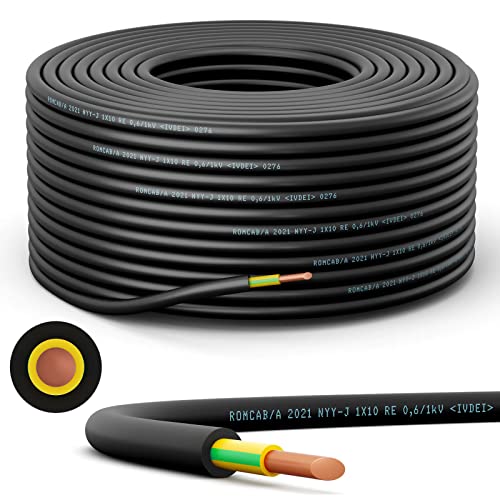 hb-digital 100m Erdkabel NYY-J 1x10mm² Kupfer CU Verlängerungskabel PVC Steuer- und Energieversorgungskabel Leitung einadrig flexibel - zweischichtige spezielle Isolierung Schwarz hb-digital 100m Erdkabel NYY-J 1x10mm² Kupfer CU Verlängerungskabel PVC Steuer- und Energieversorgungskabel Leitung einadrig flexibel - zweischichtige spezielle Isolierung Schwarz von HB-DIGITAL