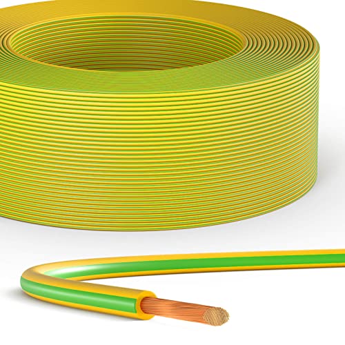 hb-digital 100m 4mm2 Erdungskabel H07V-K 1x4mm² Aderleitung flexibel Kupfer Litze Einzelader für PV Anlagen Solar Energieleitung Verdrahtungsleitung PVC Erdungsleitung feindrahtig grün-gelb von HB-DIGITAL
